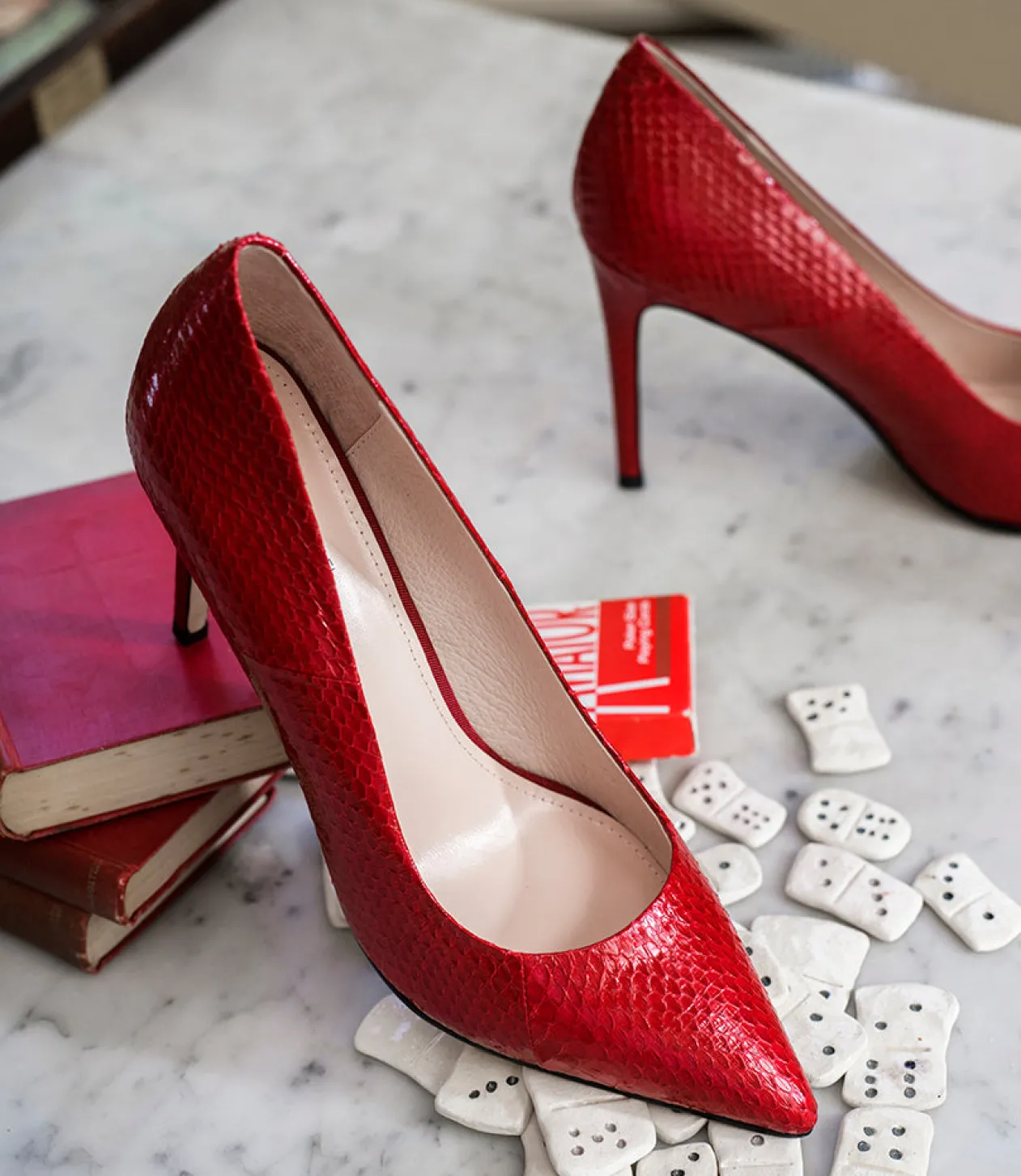 Gaga 100Mm Pointed Toe Pump In Ruby Snake