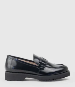 Galad Moccasin With Hardware In Black High Shine