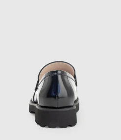 Galad Moccasin With Hardware In Black High Shine
