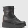 Gale Front Zip Boot On Wedge In Black