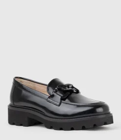 Galt Moccasin With Tonal Trim In Black High Shine