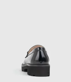 Galt Moccasin With Tonal Trim In Black High Shine