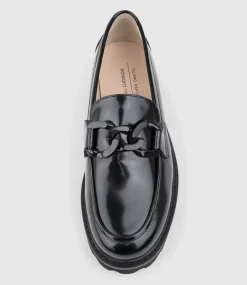 Galt Moccasin With Tonal Trim In Black High Shine