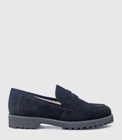 Gentry Chunky Moccasin On Eva Sole In Black Suede