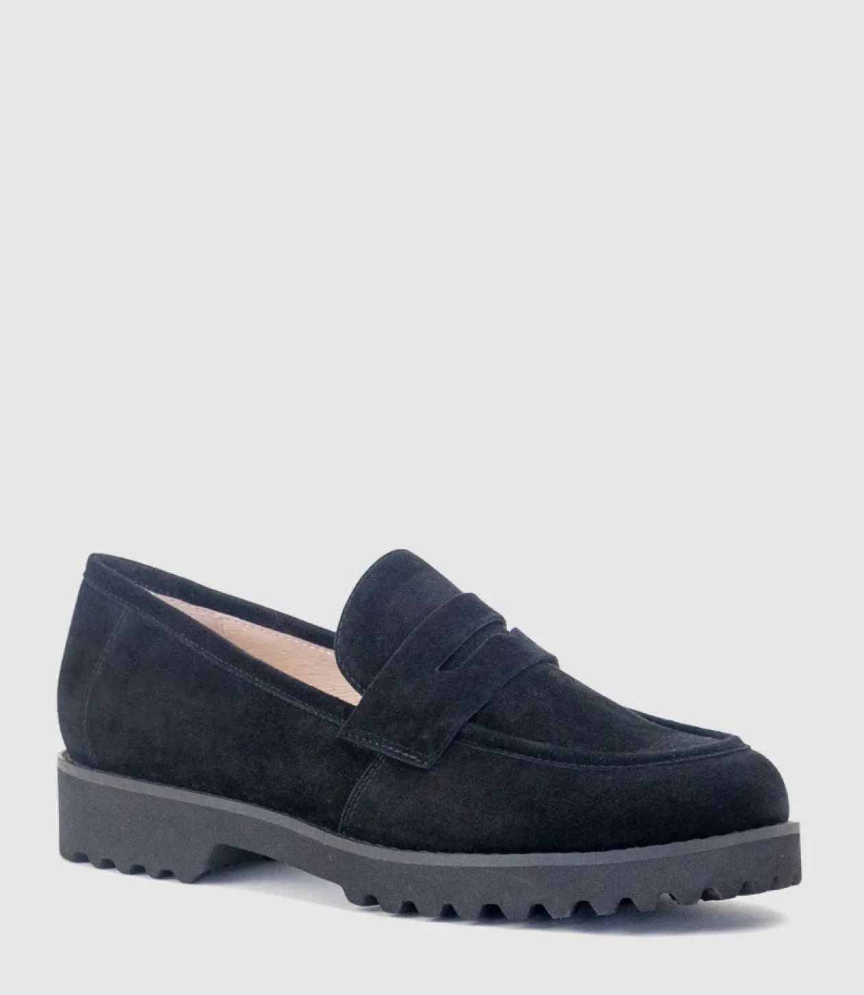 Gentry Chunky Moccasin On Eva Sole In Black Suede