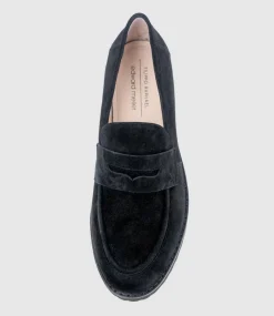 Gentry Chunky Moccasin On Eva Sole In Black Suede