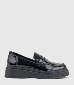 Georgia Loafer On Coloured Sole In Black Patent