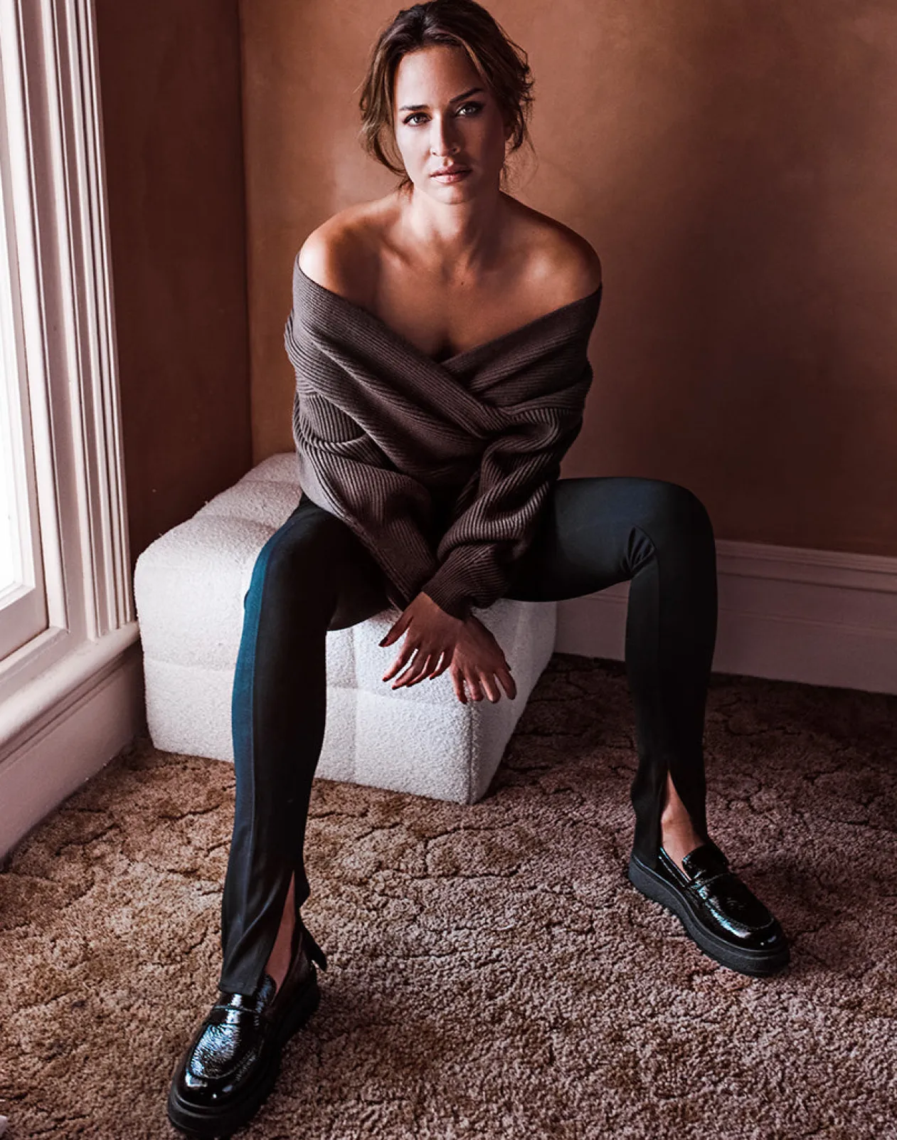 Georgia Loafer On Coloured Sole In Black Patent
