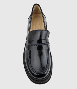 Georgia Loafer On Coloured Sole In Black Patent