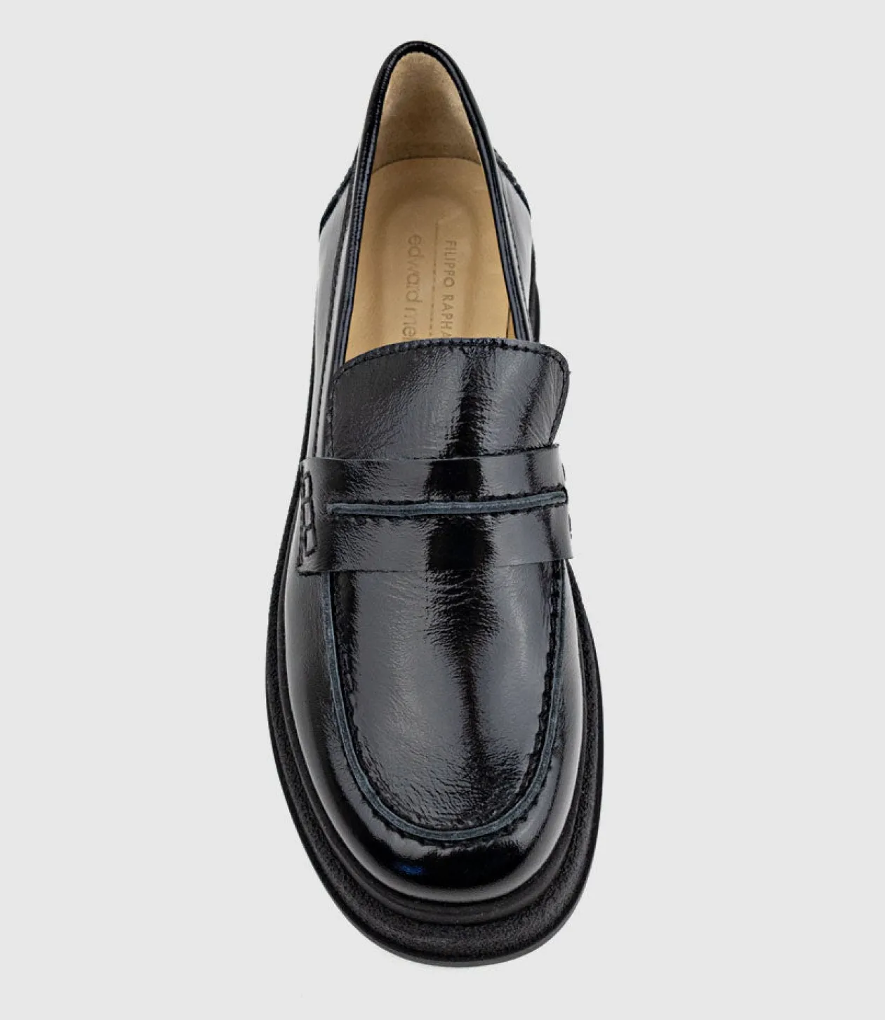 Georgia Loafer On Coloured Sole In Black Patent