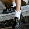 Gideon Moccasin On Chunky Sole In Black Patent
