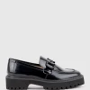 Gideon Moccasin On Chunky Sole In Black High Shine