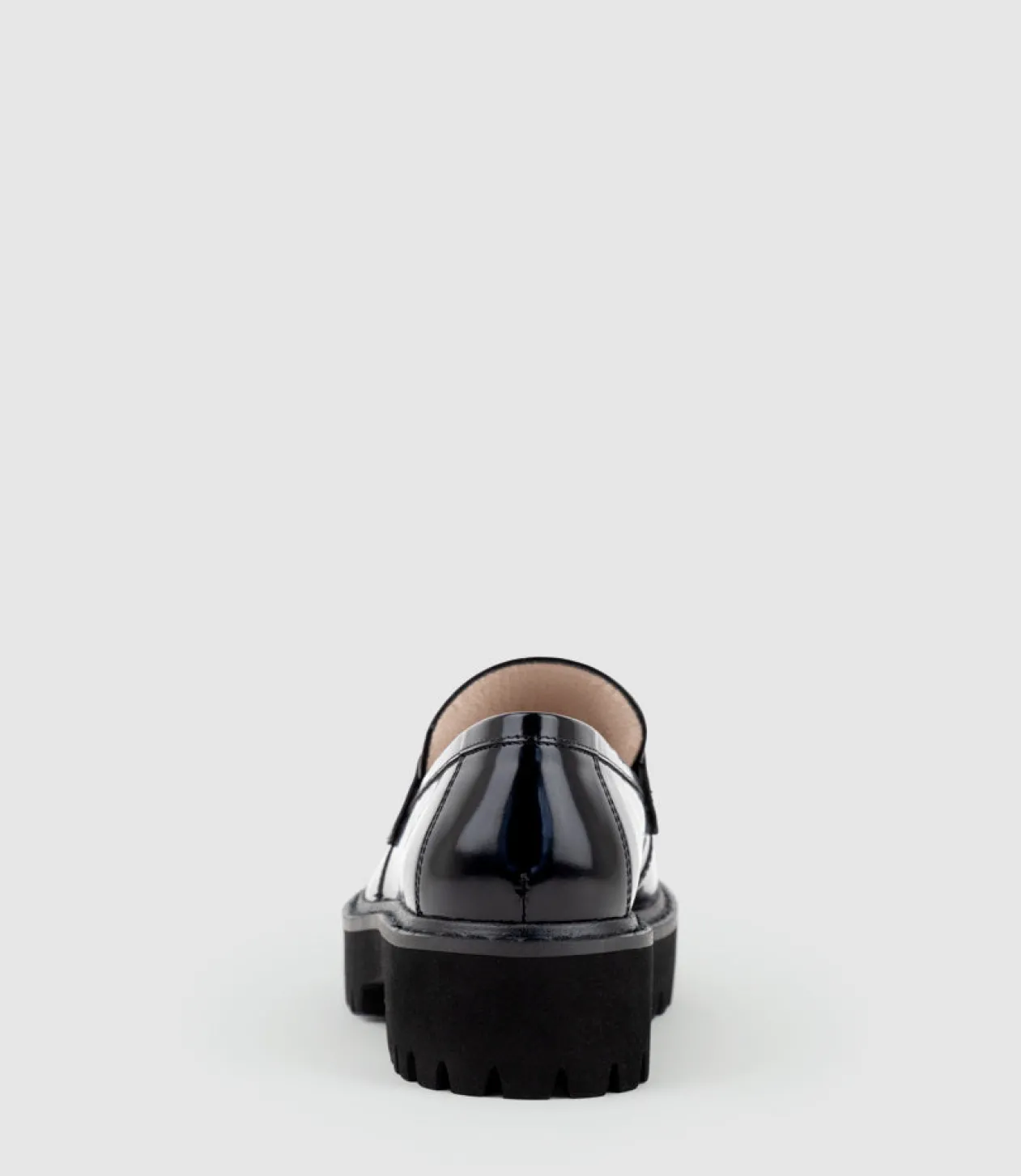 Gideon Moccasin On Chunky Sole In Black Patent