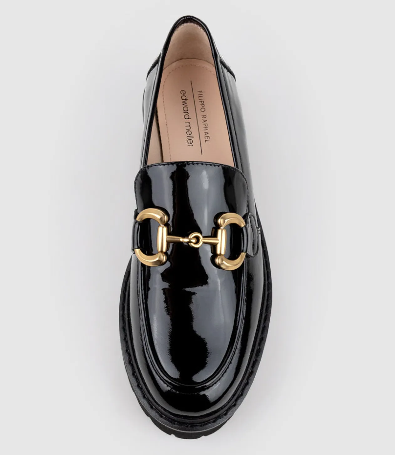 Gideon Moccasin On Chunky Sole In Black Patent