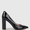 Gigi100 Block Heel Pump In Black High Shine