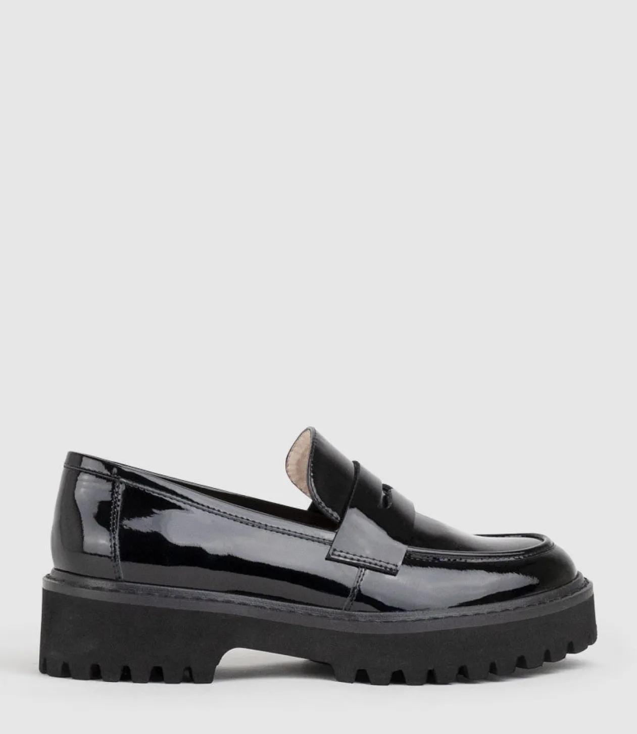 Gillian Moccasin On Chunky Sole In Black Patent