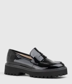 Gillian Moccasin On Chunky Sole In Black Patent