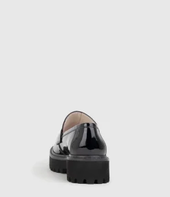 Gillian Moccasin On Chunky Sole In Black Patent
