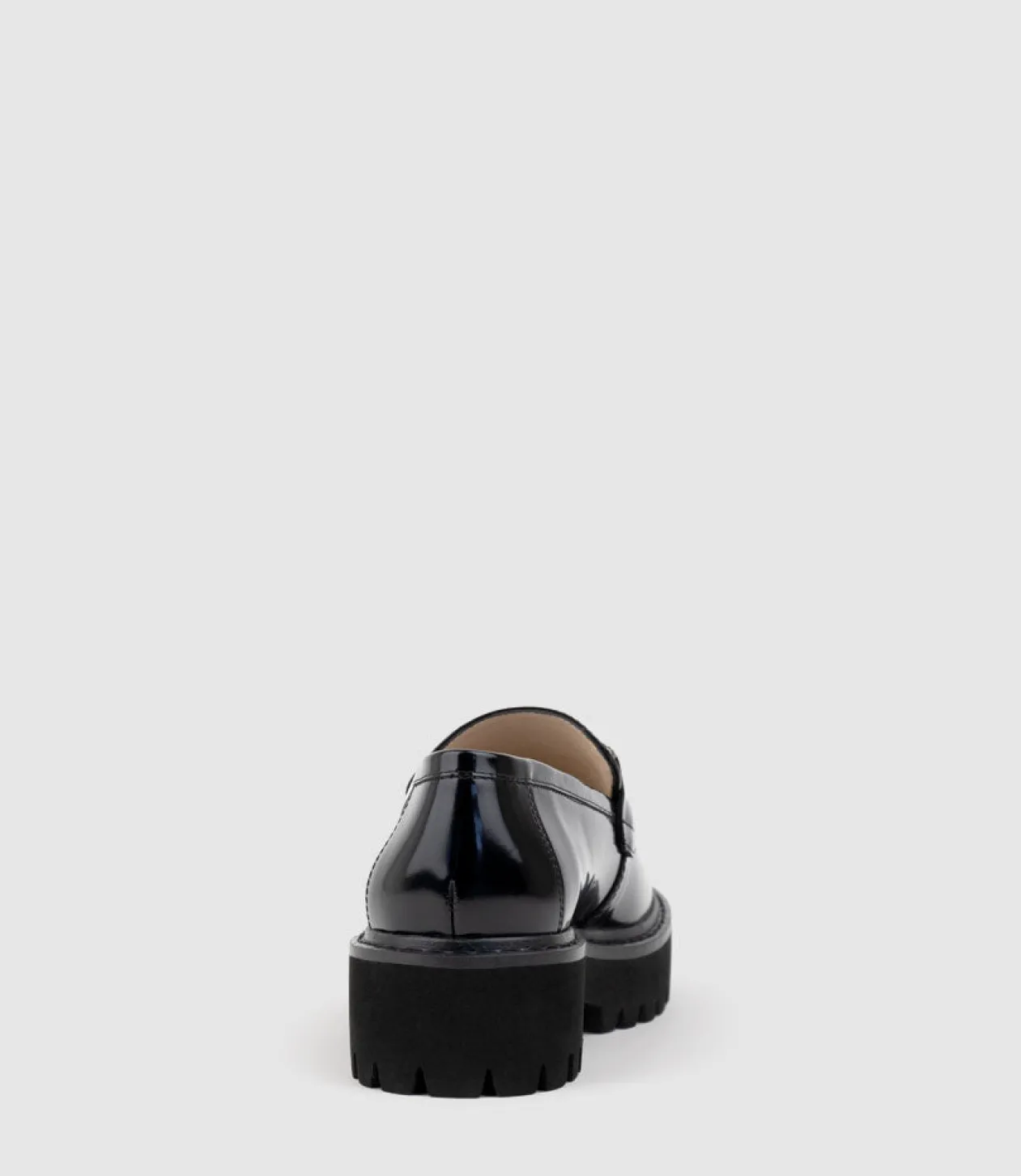 Gillie Moccasin With Crystal Trim In Black High Shine