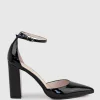 Glam100 Block Heel Dorsay Pump In Black Patent