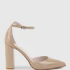 Glam100 Block Heel Dorsay Pump In Nude Patent