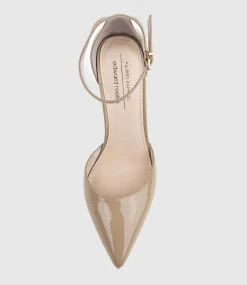 Glam100 Block Heel Dorsay Pump In Nude Patent