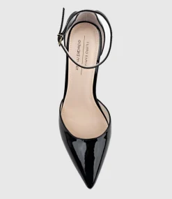 Glam100 Block Heel Dorsay Pump In Black Patent
