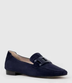 Graded Moccasin With Tonal Hardware In Navy Suede