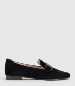 Graded Moccasin With Tonal Hardware In Black Suede