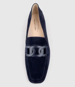 Graded Moccasin With Tonal Hardware In Navy Suede