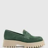 Greville Loafer On Lug Sole In Green Suede