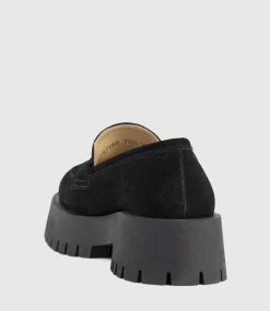 Greville Loafer On Lug Sole In Black Suede