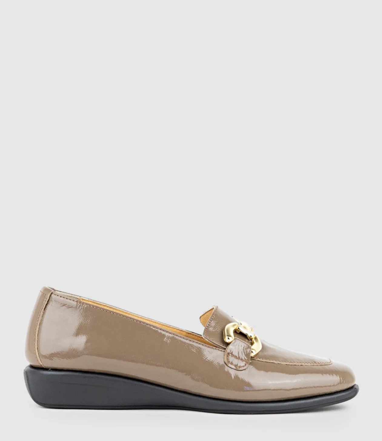 Gwen Comfort Loafer With Trim In Taupe Patent
