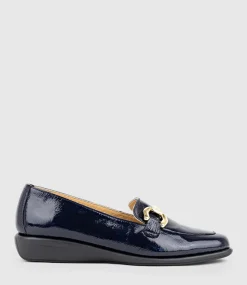 Gwen Comfort Loafer With Trim In Navy Patent