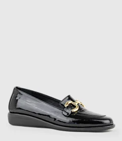 Gwen Comfort Loafer With Trim In Black Patent