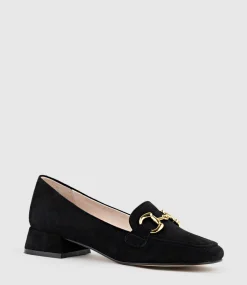 Harlee30 Moccasin With Trim In Black Suede