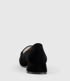 Harlee30 Moccasin With Trim In Black Suede