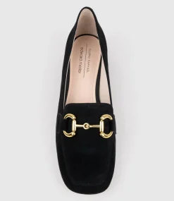 Harlee30 Moccasin With Trim In Black Suede
