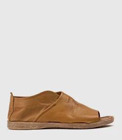 Harper Open Toe Bootie Flat In Tan