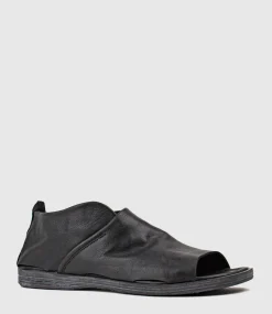 Harper Open Toe Bootie Flat In Black