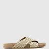 Harriet Crossover Slide On Footbed In Beige