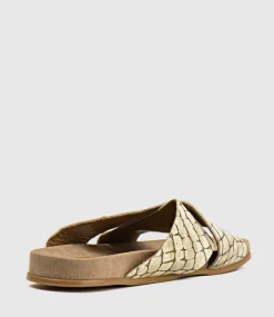 Harriet Crossover Slide On Footbed In Beige