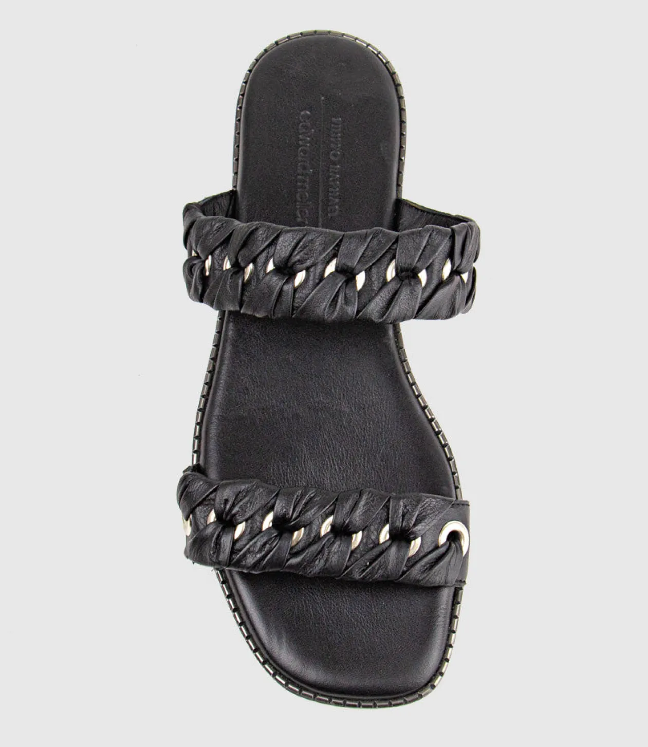 Henley Two Strap Slide With Metal Detail In Black