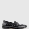 Hugo Penny Loafer In Black Croc