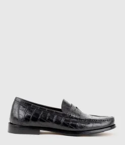 Hugo Penny Loafer In Black Croc