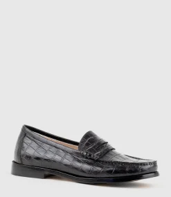 Hugo Penny Loafer In Black Croc