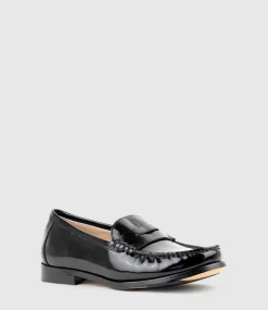 Hugo Penny Loafer In Black High Shine