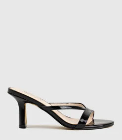 Imani75 Fine Heel Slide In Black Patent