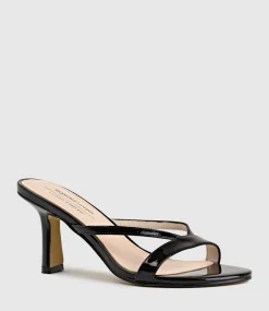 Imani75 Fine Heel Slide In Black Patent