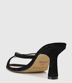 Imani75 Fine Heel Slide In Black Suede